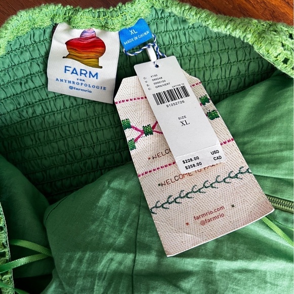 Farm Rio Halter Floral Ruffle NWT Crochet Mini Dress, Size XL - Picture 10 of 16